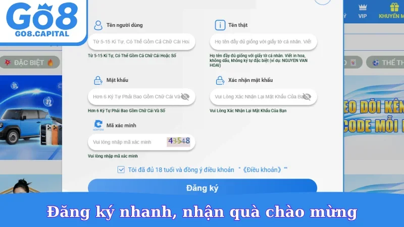 Đăng ký nhanh, nhận quà chào mừng